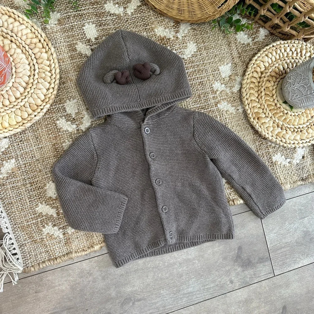 New Carter's Christmas Reindeer Hooded Thick Knit Cardigan  Jacket Sweater